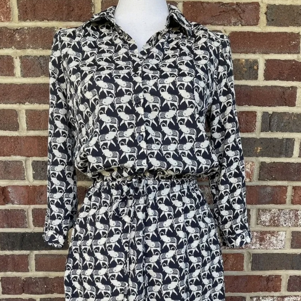 NEW Women's Gap Elephant Print Shirt Dress sz Medium